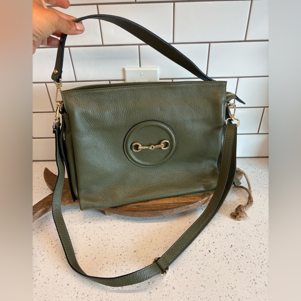 Borse in Pelle Olive green leather purse made in Italy